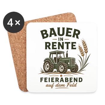 Bauer in Rente – Lustiger Traktor Landwirt Ruhe - Untersetzer (4er-Set) - Weiß - Vorne