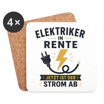 Elektriker in Rente – Lustiger Ruhestand Spruch - Untersetzer (4er-Set) - Weiß - Vorne