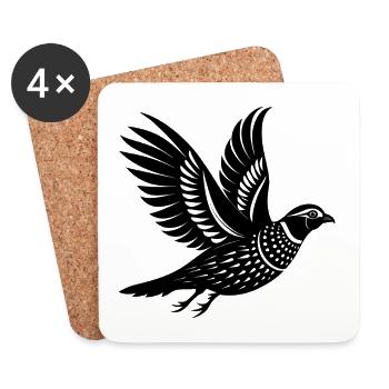 Fliegende Nördliche Bobwhite-Wachtel - Untersetzer (4er-Set) - Weiß - Vorne