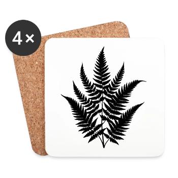 Fern Leaves Fronds - Coasters (set of 4) - white - Front