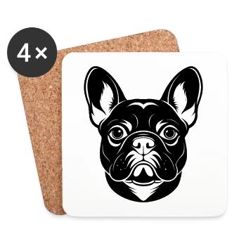 Französischer Bulldogge - Untersetzer (4er-Set) - Weiß - Vorne