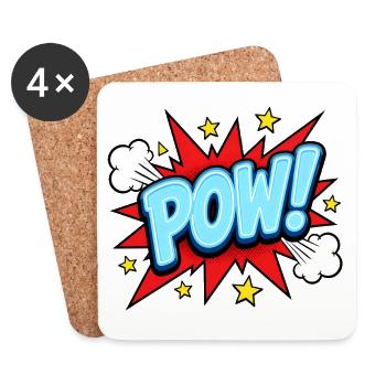 POW! Comic Pop Art Design – Knallig Retro - Untersetzer (4er-Set) - Weiß - Vorne