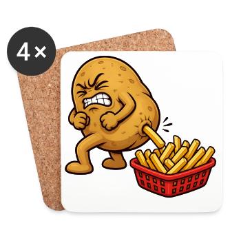 Potato Preparation French Fries Funny Fries - Coasters (set of 4) - white - Front