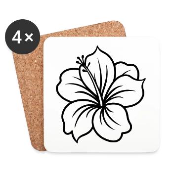 Hibiskusblüte - Untersetzer (4er-Set) - Weiß - Vorne