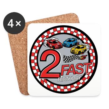 2 Conception rapide de voitures de course pour l’anniversaire - Dessous de verre (lot de 4) - blanc - Devant
