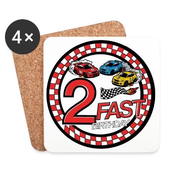 2 Almost Birthday Race Car - Coasters (set of 4) - white - Front