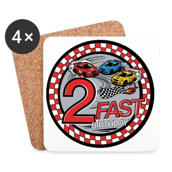 2 Almost Birthday Racing Fun - Coasters (set of 4) - white - Front