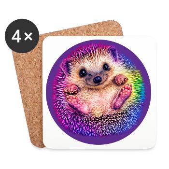 Regenbogen-Igel  - Untersetzer (4er-Set) - Weiß - Vorne