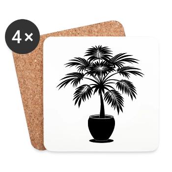 Palm Plant - Coasters (set of 4) - white - Front