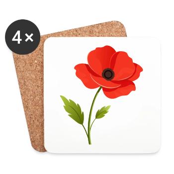 Poppy flower - Coasters (set of 4) - white - Front