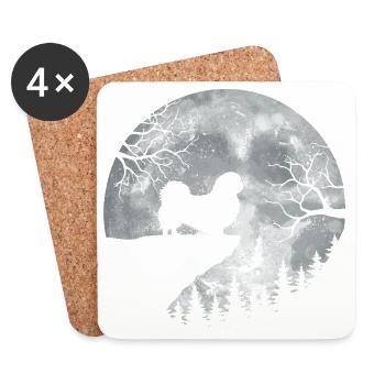 Pekingese Full Moon - Peke Dog Mom Dad Lap Dog - Coasters (set of 4) - white - Front