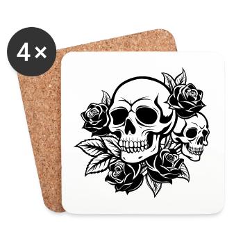 Skulls and Roses - Coasters (set of 4) - white - Front