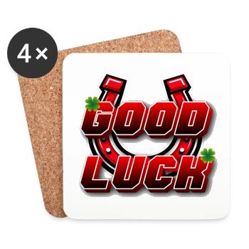 Good Luck 3D Red with Iron - Coasters (set of 4) - white - Front
