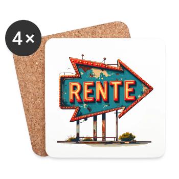 Pension Sign with Arrow – Vintage Retirement Design - Coasters (set of 4) - white - Front