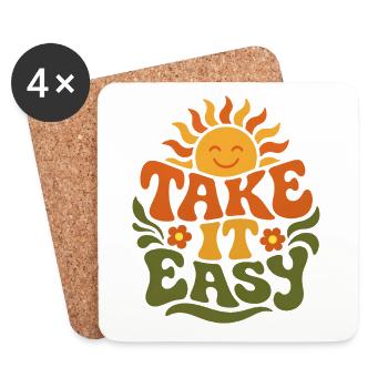 Take It Easy – Retro 70s Groovy Statement Design - Coasters (set of 4) - white - Front