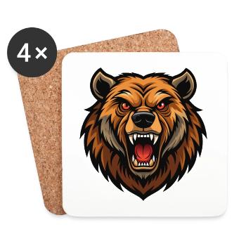 Angry bear - Coasters (set of 4) - white - Front