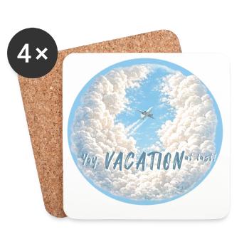 finally vacation airplane finally free clouds - Coasters (set of 4) - white - Front