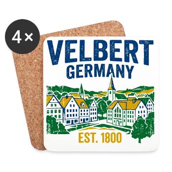 Velbert Germany Skyline Vintage Est 1800 - Coasters (set of 4) - white - Front
