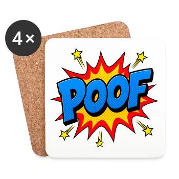 POOF Comic Lettering – Action Pop Art Explosion - Coasters (set of 4) - white - Front