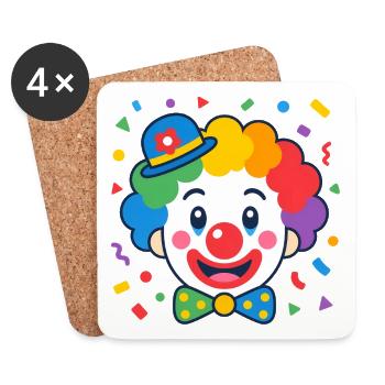 Geometric Clown – Colorful Kids Design Vector - Coasters (set of 4) - white - Front