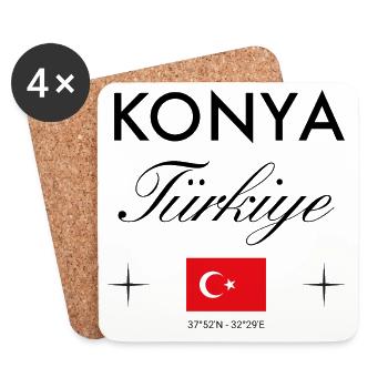 Konya Turquie coordonne un souvenir de voyage - Dessous de verre (lot de 4) - blanc - Devant