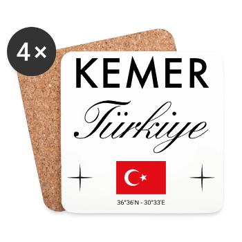 Kemer Turkey Coordinates Travel Souvenir - Coasters (set of 4) - white - Front
