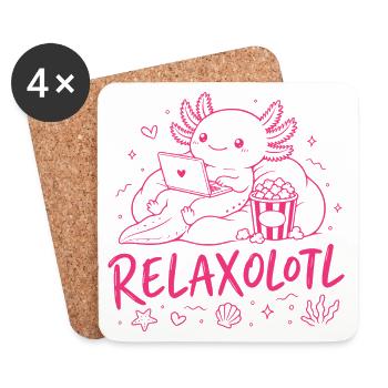 RELAXOLOTL - Cute Relaxing AXOLOTL - Coasters (set of 4) - white - Front