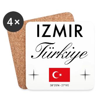 Izmir Turkei Koordinaten Reise Souvenir - Untersetzer (4er-Set) - Weiß - Vorne