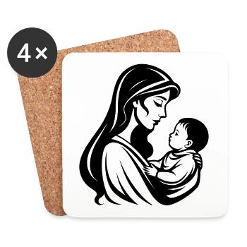 Mutter und Baby - Untersetzer (4er-Set) - Weiß - Vorne