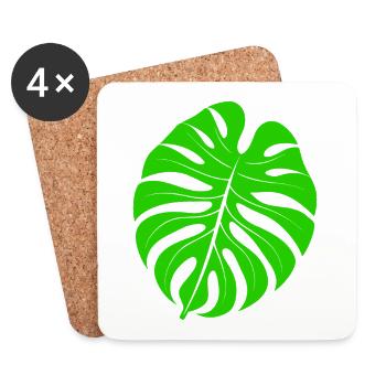 Leaf monstera - Coasters (set of 4) - white - Front