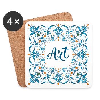 Ornate "ART" lettering – Creative Design - Coasters (set of 4) - white - Front