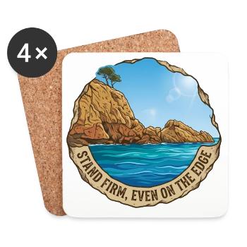 Illustration du paysage avec falaise et mer - Dessous de verre (lot de 4) - blanc - Devant