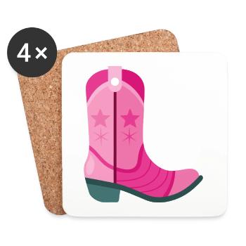 Botte de cowboy rose - Dessous de verre (lot de 4) - blanc - Devant