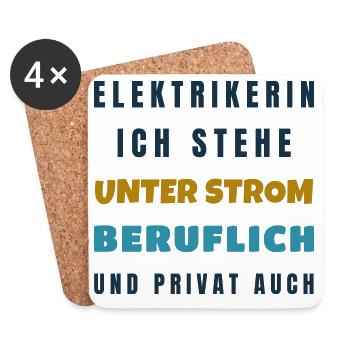 Elektrikerin Ich stehe unter Strom - Handwerk - Untersetzer (4er-Set) - Weiß - Vorne