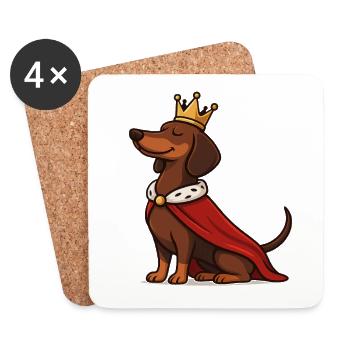 Proud Dachshund with Crown – Royal Dog - Coasters (set of 4) - white - Front