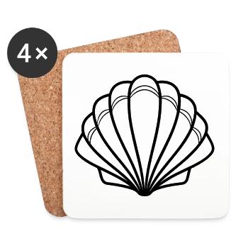Coquillages - Dessous de verre (lot de 4) - blanc - Devant