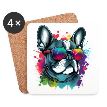 Cute Frenchie Dog - Dessous de verre (lot de 4) - blanc - Devant