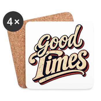 Good Times Retro Script - Untersetzer (4er-Set) - Weiß - Vorne