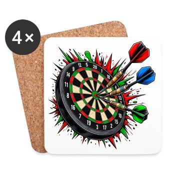 Dartboard Trefferfeuer - Untersetzer (4er-Set) - Weiß - Vorne