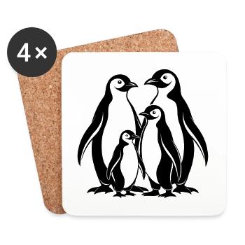 Pinguin-Familie - Untersetzer (4er-Set) - Weiß - Vorne