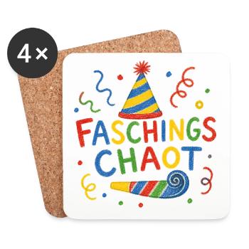Faschings Chaot Karneval Kinder Party Spruch Shirt - Untersetzer (4er-Set) - Weiß - Vorne
