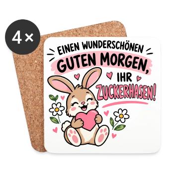 Wunderschönen guten Morgen, ihr Zuckerhasen! - Untersetzer (4er-Set) - Weiß - Vorne
