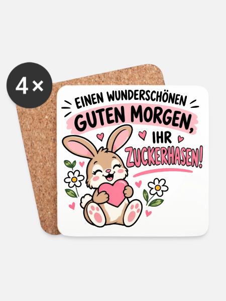 Wunderschönen guten Morgen, ihr Zuckerhasen! - Untersetzer (4er-Set) - Weiß