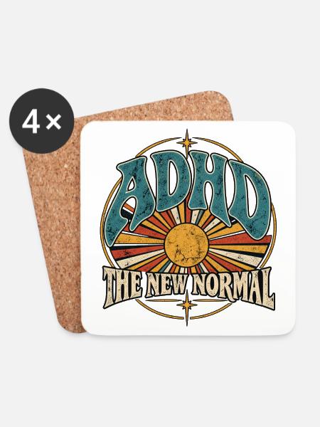 ADHD – The New Normal | Vintage-Sonne - Untersetzer (4er-Set) - Weiß