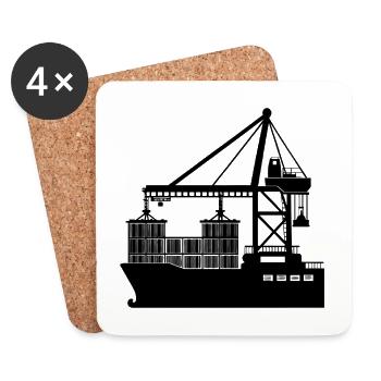 Containerkran - Untersetzer (4er-Set) - Weiß - Vorne