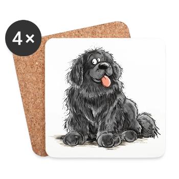 Neufundländer Hund Schwarz Newfie Hunderasse - Untersetzer (4er-Set) - Weiß - Vorne