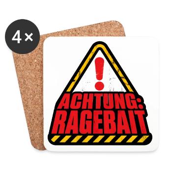 Achtung Ragebait Warnschild Typografie Shirt - Untersetzer (4er-Set) - Weiß - Vorne