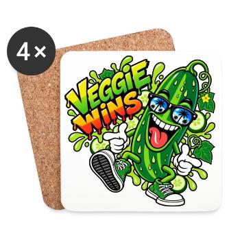 Veggie Wins Gurke - Untersetzer (4er-Set) - Weiß - Vorne