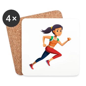 Running Girl - Untersetzer (4er-Set) - Weiß - Vorne