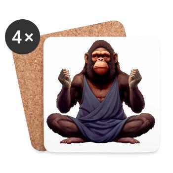 Affen Yoga / Yogi Affe - Untersetzer (4er-Set) - Weiß - Vorne